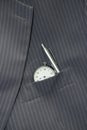Vintage pocketwatch in suit Royalty Free Stock Photo