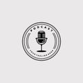 Vintage podcast icon. music radio logo vector illustration design