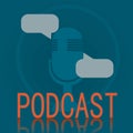 Vintage Podcast microphone on background vector Royalty Free Stock Photo