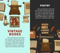 Vintage poetry books posters for bookshop or bookstore library Royalty Free Stock Photo