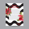 Vintage Poinsettia Christmas Invitation Card - with Photo Frame