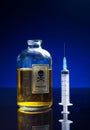 Vintage poison bottle and syringe Royalty Free Stock Photo