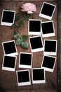 Vintage Polaroid photo frame on wood Royalty Free Stock Photo