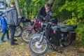 Old motorcycles at a vehicles show Royalty Free Stock Photo