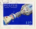 Vintage Polish Stamp Commemorating Soyuz Royalty Free Stock Photo
