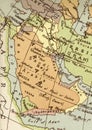 A vintage political map of Arabia in sepia. Royalty Free Stock Photo