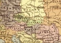 A vintage political map of central Europe in sepia. Royalty Free Stock Photo