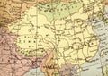 A vintage political map of China in sepia. Royalty Free Stock Photo