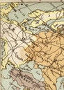 A vintage political map of Europe in sepia. Royalty Free Stock Photo