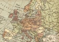 A vintage political map of Europe in sepia. Royalty Free Stock Photo