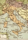 A vintage political map of Italy in sepia. Royalty Free Stock Photo