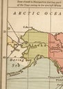 A vintage political map showing Alaska in sepia. Royalty Free Stock Photo