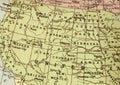 A vintage political map showing central USA in sepia. Royalty Free Stock Photo