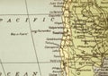 A vintage political map showing Chile in sepia. Royalty Free Stock Photo