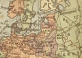 A vintage political map showing Europe in sepia. Royalty Free Stock Photo