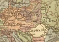 A vintage political map showing Europe in sepia. Royalty Free Stock Photo