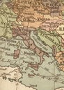 A vintage political map showing Italy in sepia. Royalty Free Stock Photo