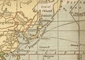 A vintage political map showing Japan in sepia. Royalty Free Stock Photo