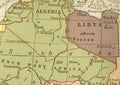 A vintage political map showing Libya in sepia. Royalty Free Stock Photo