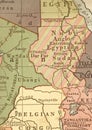 A vintage political map showing Sudan in sepia. Royalty Free Stock Photo