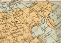 A vintage political map of Siberia in sepia. Royalty Free Stock Photo