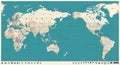 Vintage Political World Map Pacific Centered