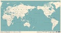 Vintage Political World Map Pacific Centered Royalty Free Stock Photo