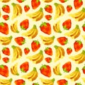 Vintage polygon banana strawberry pattern