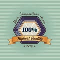 Vintage polygon banner with golden ribbon Royalty Free Stock Photo