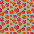 Vintage polygon strawberry apple pattern Royalty Free Stock Photo