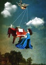 Play the piano in the skies between the clouds