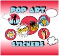 Vintage Popart Stickers, Woman Royalty Free Stock Photo