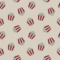 Vintage popcorn bucket doodle seamless pattern background