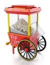 Vintage popcorn cart isolated on white background. 3D illustration