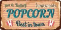 Vintage Popcorn metal sign.Retro poster 1950s style