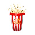 Vintage Popcorn for Movie. Entertainment and recreation in the cinema. Retro poster background. Food for children. Snack