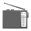 Vintage portable radio in monochrome retro style isolated vector illustration Royalty Free Stock Photo