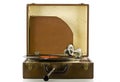 Vintage portable record player with record Royalty Free Stock Photo