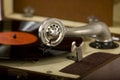 Vintage portable record player side Royalty Free Stock Photo