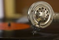 Vintage portable record player side view Royalty Free Stock Photo