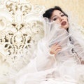 Vintage portrait of beautiful queen like girl (bride) Royalty Free Stock Photo