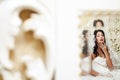 Vintage portrait of beautiful queen like girl (bride) Royalty Free Stock Photo
