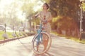 Vintage portrait of a girl with bike Royalty Free Stock Photo