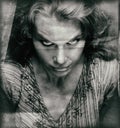 Vintage portrait of scary woman with evil face Royalty Free Stock Photo