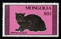 Vintage post stamp about cats isolated on black background