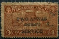 Vintage Postage Service Stamp of -Padmanabhaswamy temple Travancore Anchel