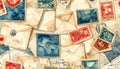 Vintage Postage Stamps and Envelopes Royalty Free Stock Photo