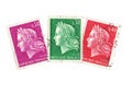 Vintage postage stamps from France. Royalty Free Stock Photo