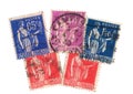 Vintage postage stamps from France.