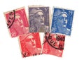 Vintage postage stamps from France. Royalty Free Stock Photo